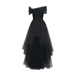 Gemy Maalouf Asymmetrical Tulle Black Dress