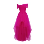 Gemy Maalouf Asymmetrical Tulle Fuchsia Dress