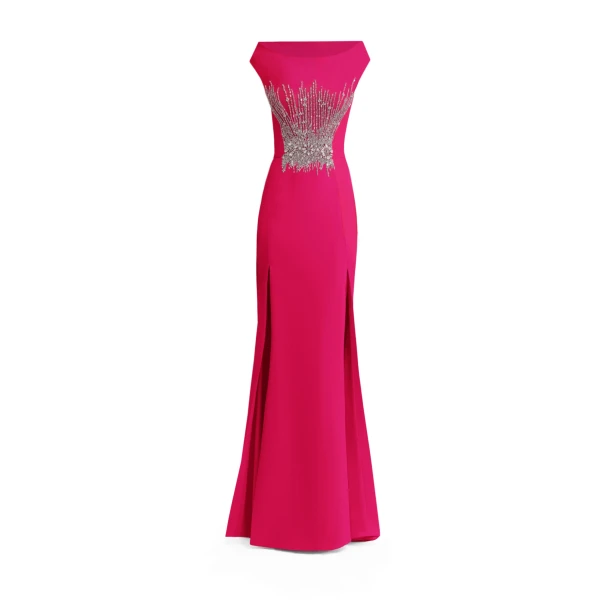 Gemy Maalouf Bateau Collar Slim-Cut Dress