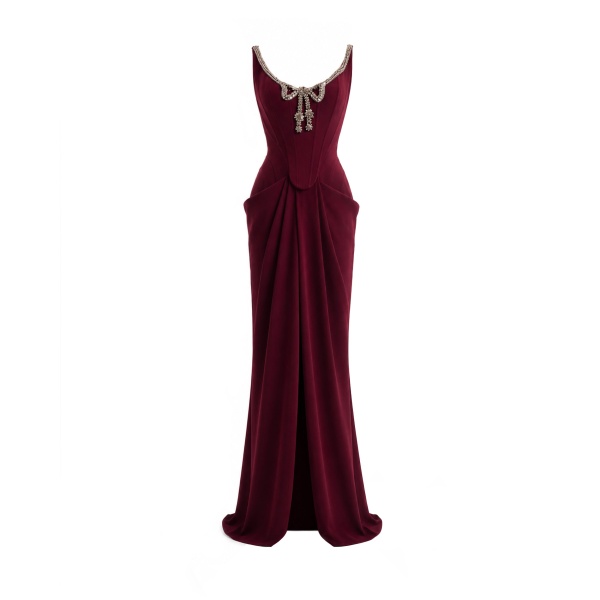 Gemy Maalouf Beaded Bow Dress