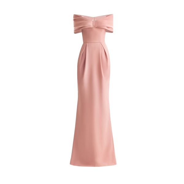 Gemy Maalouf Beaded Buckle Off-Shoulder Dress