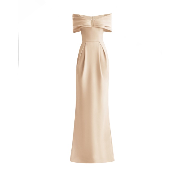 Gemy Maalouf Beaded Buckle Off-Shoulder Dress
