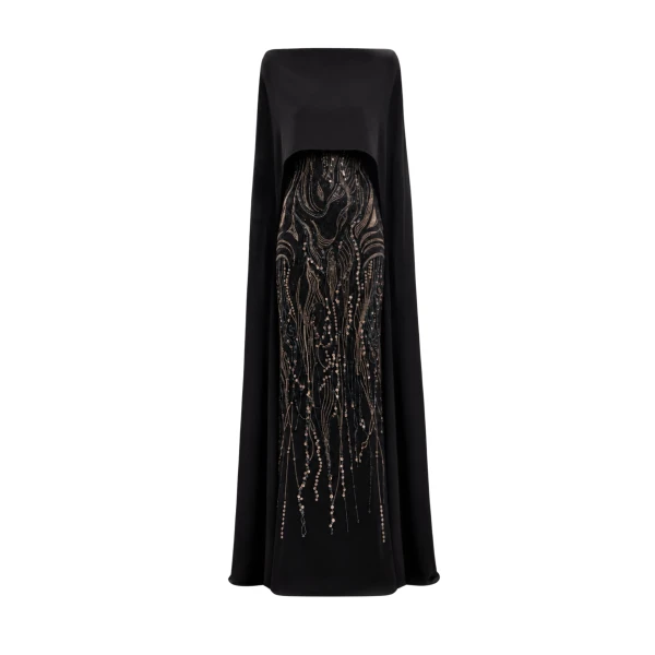 Gemy Maalouf Beaded Cape Dress