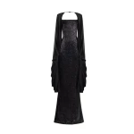 Gemy Maalouf Beaded Dress with Puffed Sleeves