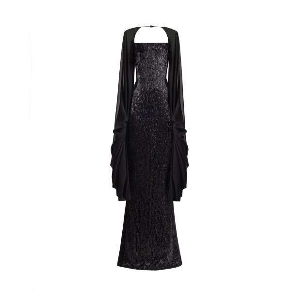 Gemy Maalouf Beaded Dress with Puffed Sleeves