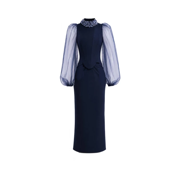 Gemy Maalouf Beaded High-Neck Set