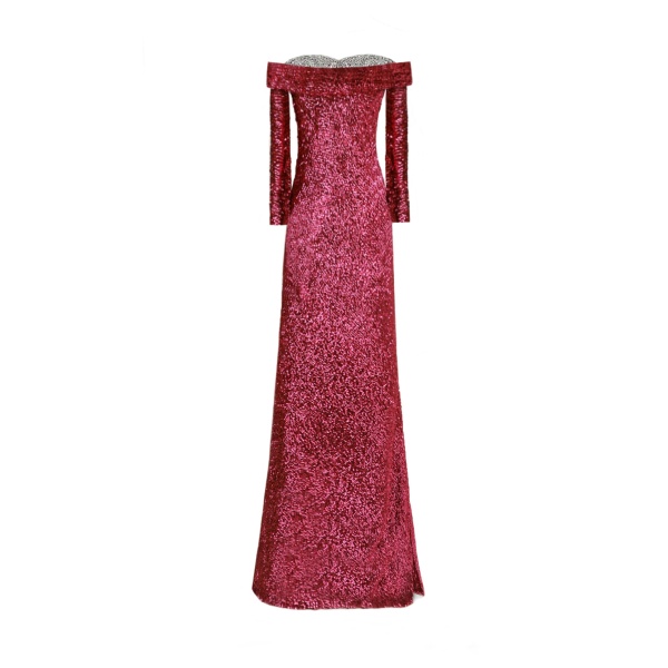Gemy Maalouf Beaded Neckline Dress