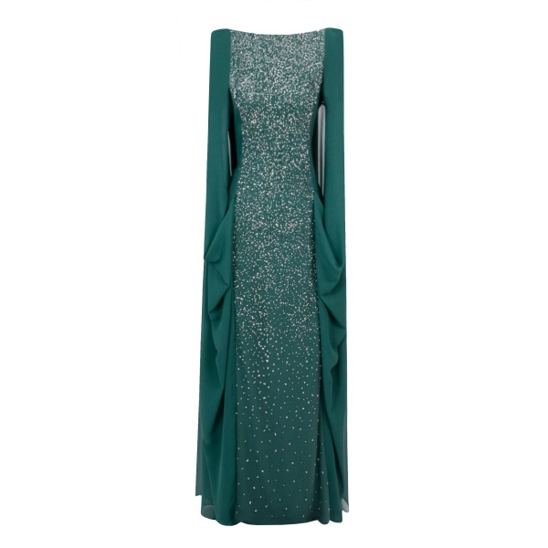 Gemy Maalouf Beaded Round-Neckline Dress