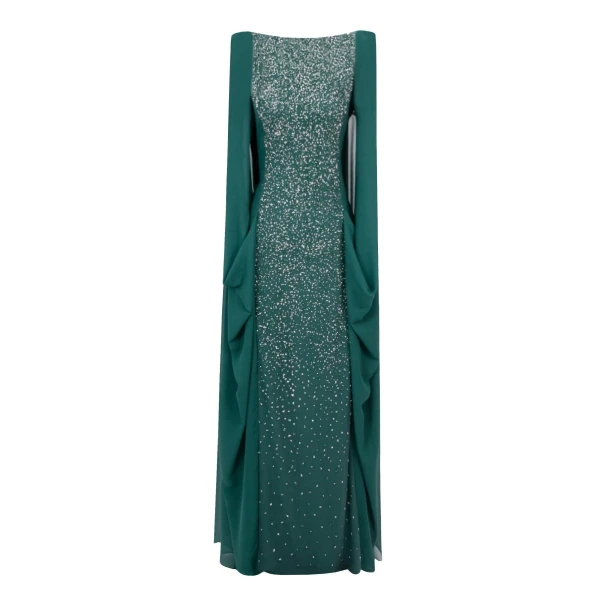 Gemy Maalouf Beaded Round-Neckline Dress