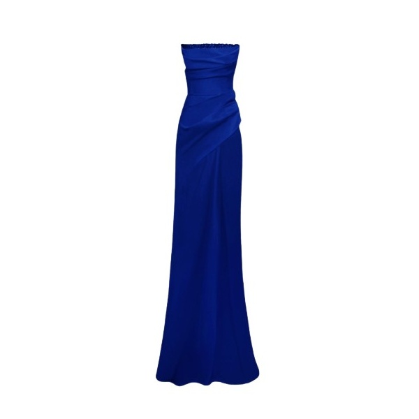 Gemy Maalouf Beaded Royal Blue Strapless Dress