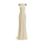 Gemy Maalouf Beaded Shoulder High-Neck Dress