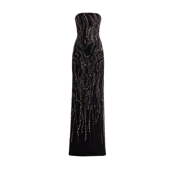 Gemy Maalouf Beaded Strapless Dress
