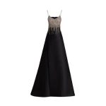 Gemy Maalouf Beaded Tassels Long Dress