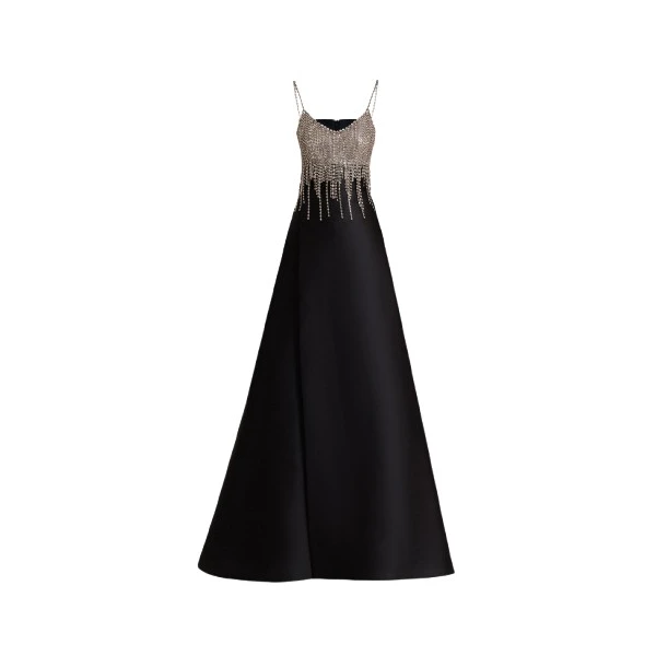 Gemy Maalouf Beaded Tassels Long Dress