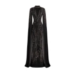 Gemy Maalouf Beaded V-Neck Cape Dress