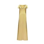 Gemy Maalouf Beaded V-Neckline Dress with Cape