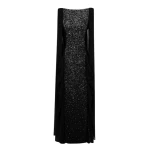 Gemy Maalouf Black Beaded Round-Neckline Dress