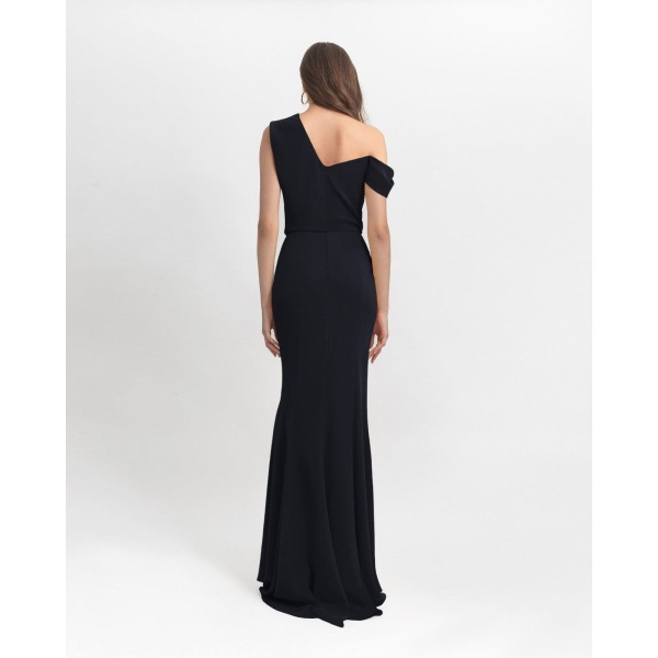 Gemy Maalouf Black Crepe Long Dress