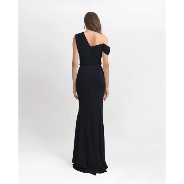 Gemy Maalouf Black Crepe Long Dress