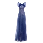 Gemy Maalouf Bow Halter-Neckline Navy Blue Dress