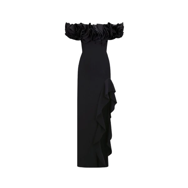 Gemy Maalouf Crepe Ruffled Dress