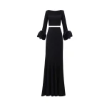 Gemy Maalouf Crepe Set With Floral Cuffs Gemy Maalouf Crepe Set With Floral Cuffs