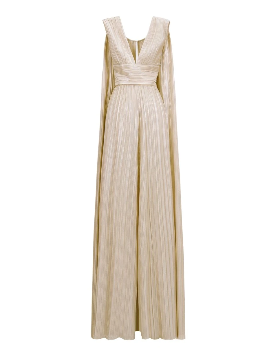 Gemy Maalouf Deep V-Neckline Champagne Jumpsuit Gemy Maalouf Deep V-Neckline Champagne Jumpsuit