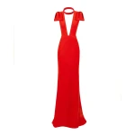 Gemy Maalouf Deep V-Neckline Slim-Cut Dress