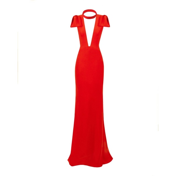 Gemy Maalouf Deep V-Neckline Slim-Cut Dress