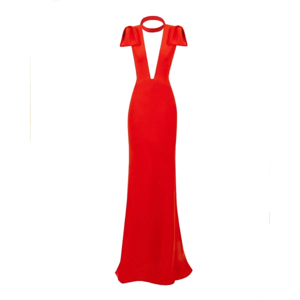 Gemy Maalouf Deep V-Neckline Slim-Cut Dress