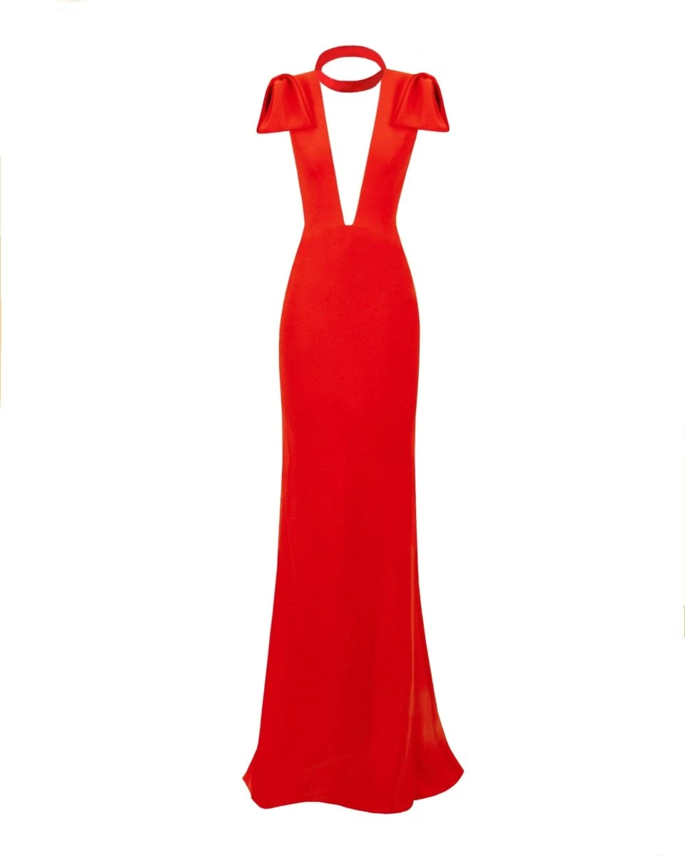 Gemy Maalouf Deep V-Neckline Slim-Cut Dress Gemy Maalouf Deep V-Neckline Slim-Cut Dress