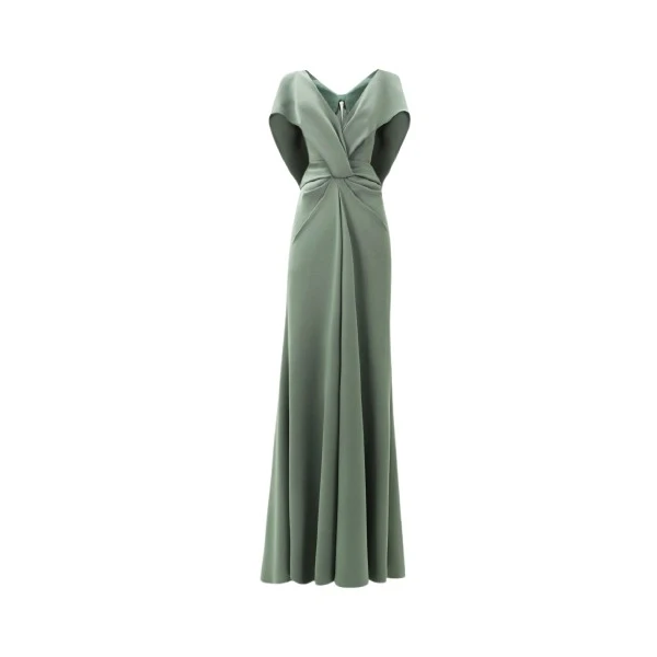 Gemy Maalouf Draped Cape-Like Sleeve Dress