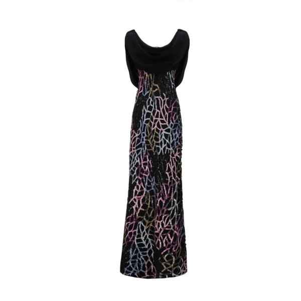 Gemy Maalouf Draped Cape-Like Sleeves Dress