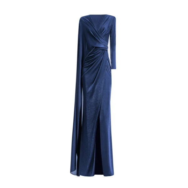 Gemy Maalouf Draped Dress With A Cape-like Sleeve