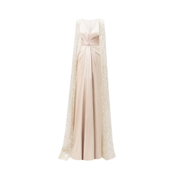 Gemy Maalouf Draped Dress With Beaded Cape