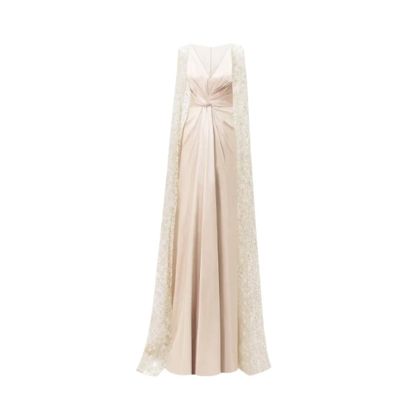 Gemy Maalouf Draped Dress With Beaded Cape