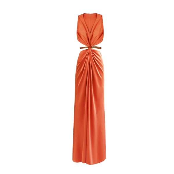 Gemy Maalouf Draped Dress with Beaded Belt