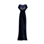 Gemy Maalouf Draped Dress with Beaded Neckline