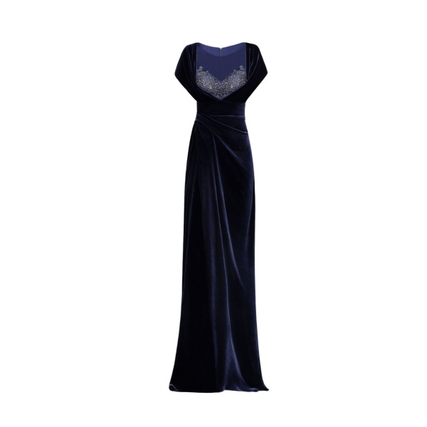 Gemy Maalouf Draped Dress with Beaded Neckline