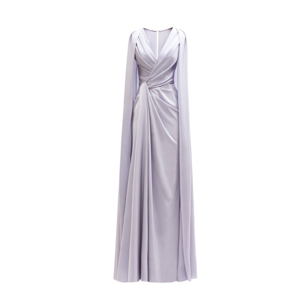 Gemy Maalouf Draped Dress with Cape-Like Sleeves