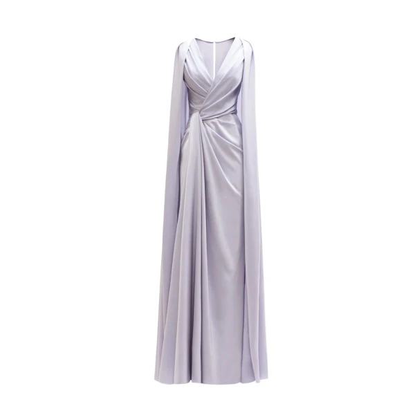 Gemy Maalouf Draped Dress with Cape-Like Sleeves