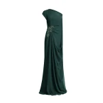 Gemy Maalouf Draped Dress with Cape Sleeve