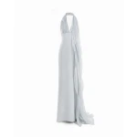 Gemy Maalouf Draped Halter Dress with Organza Panels