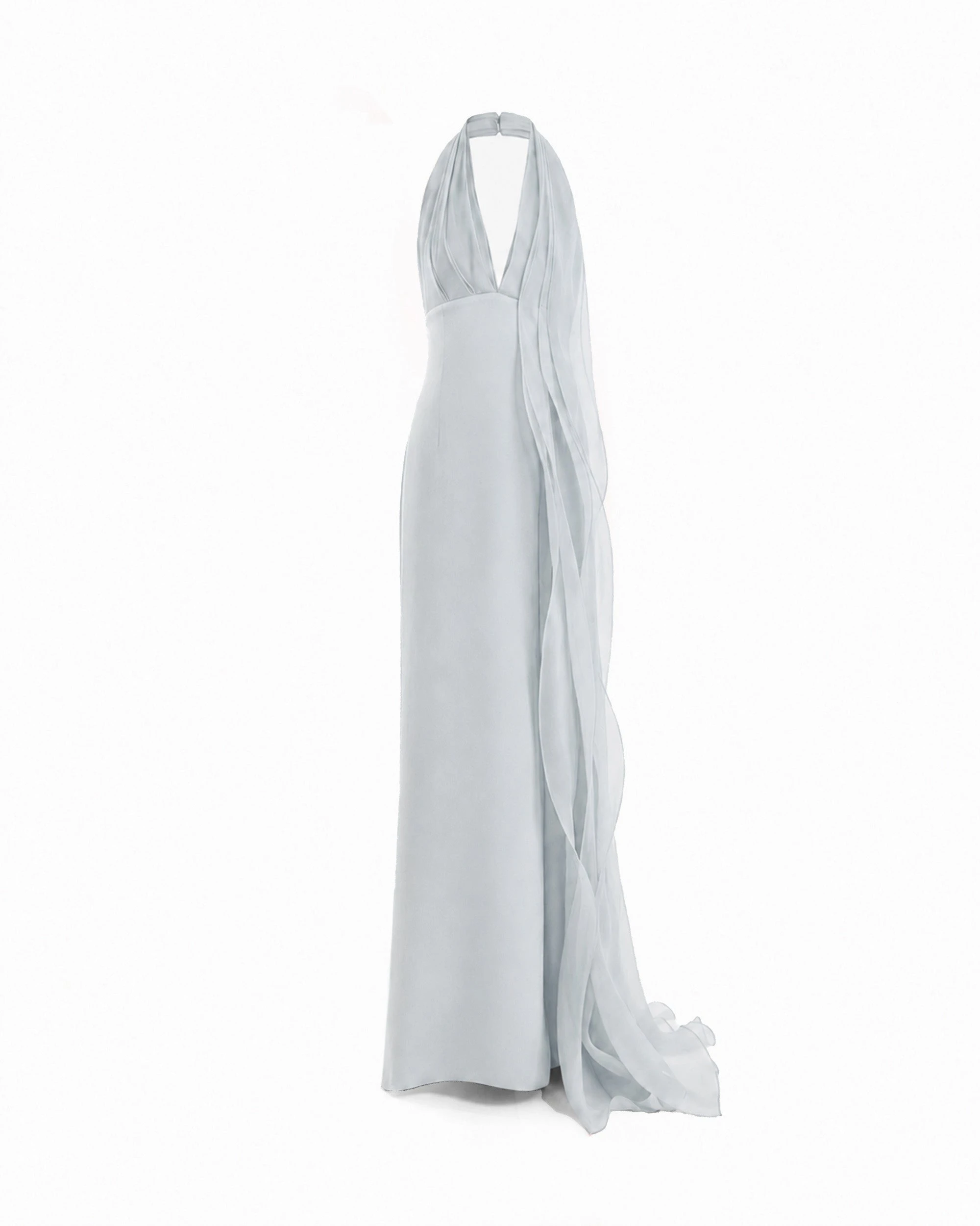 Gemy Maalouf Draped Halter Dress with Organza Panels Gemy Maalouf Draped Halter Dress with Organza Panels