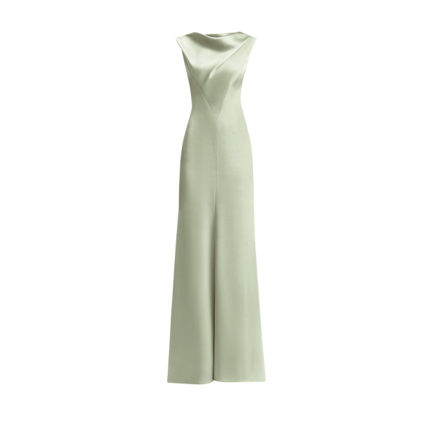 Gemy Maalouf Draped Long Dress with V-Bodice