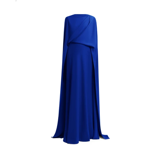 Gemy Maalouf Draped Long Royal Blue Kaftan