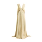 Gemy Maalouf Draped V-Neck Beaded Dress