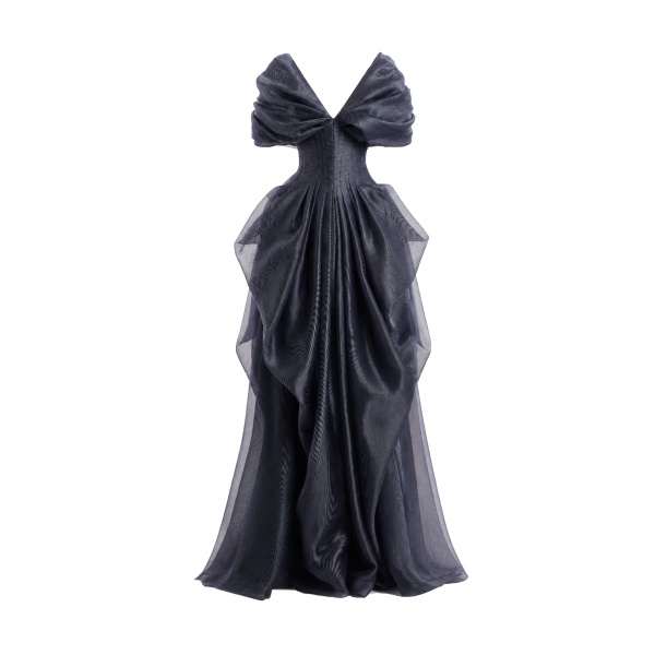 Gemy Maalouf Draped V-Neck Corset Dress