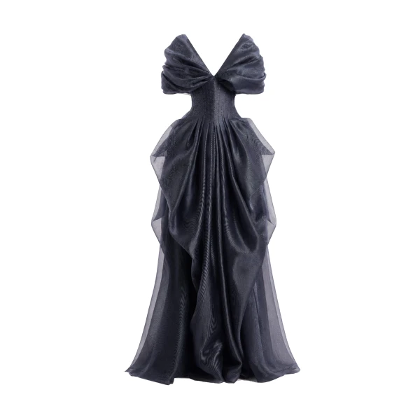 Gemy Maalouf Draped V-Neck Corset Dress