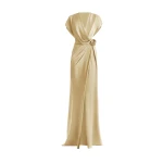 Gemy Maalouf Draped V-Neck Dress with Flower Detail